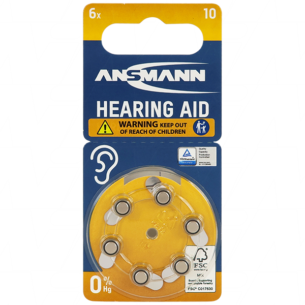 A10 Size 1.4V 100mAh Hearing Aid Battery 5013223