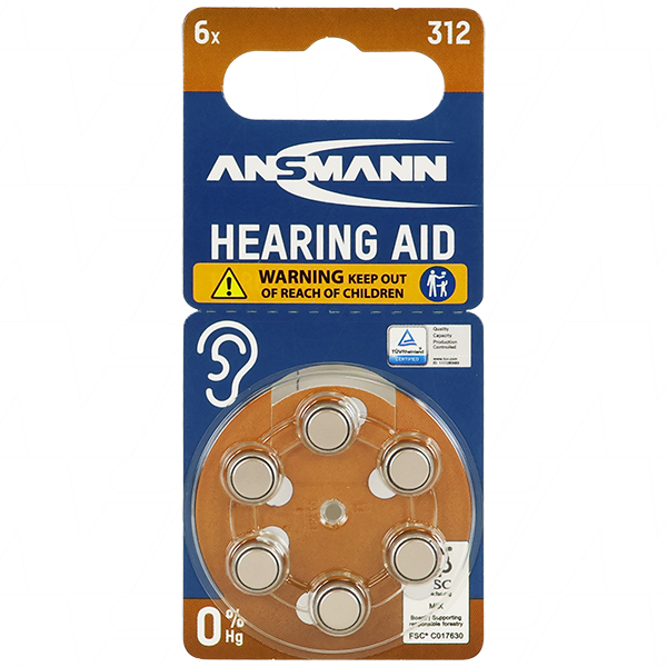 A312 Size 1.4V 160mAh Hearing Aid Battery 5013233