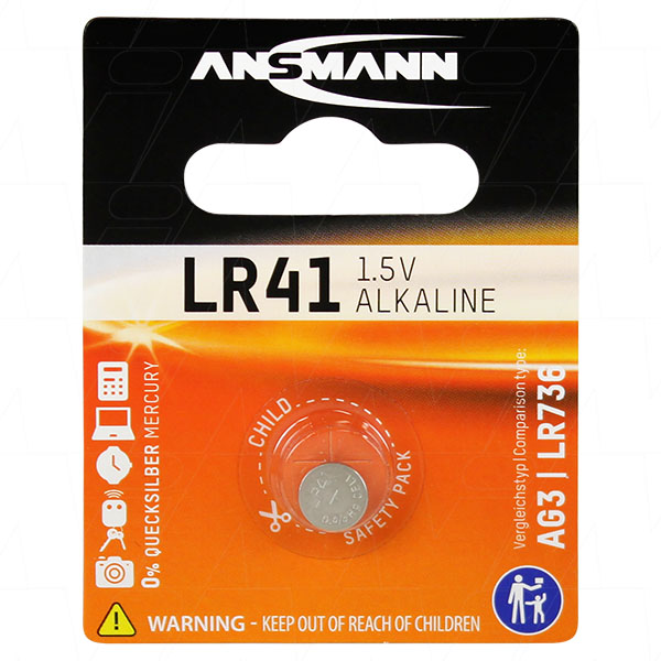 LR41 1.5V Alkaline Button Cell Blister of 1 (V3GA/L736/192) 5015332