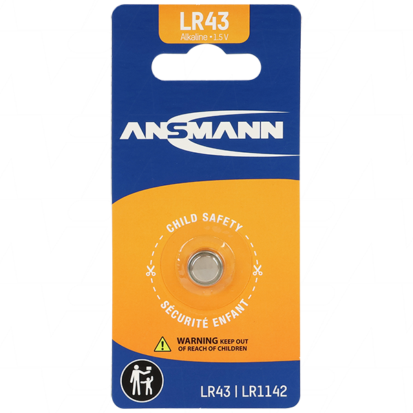 LR43 1.5V Alkaline Button Cell Blister of 1 (V12GA) 5015293